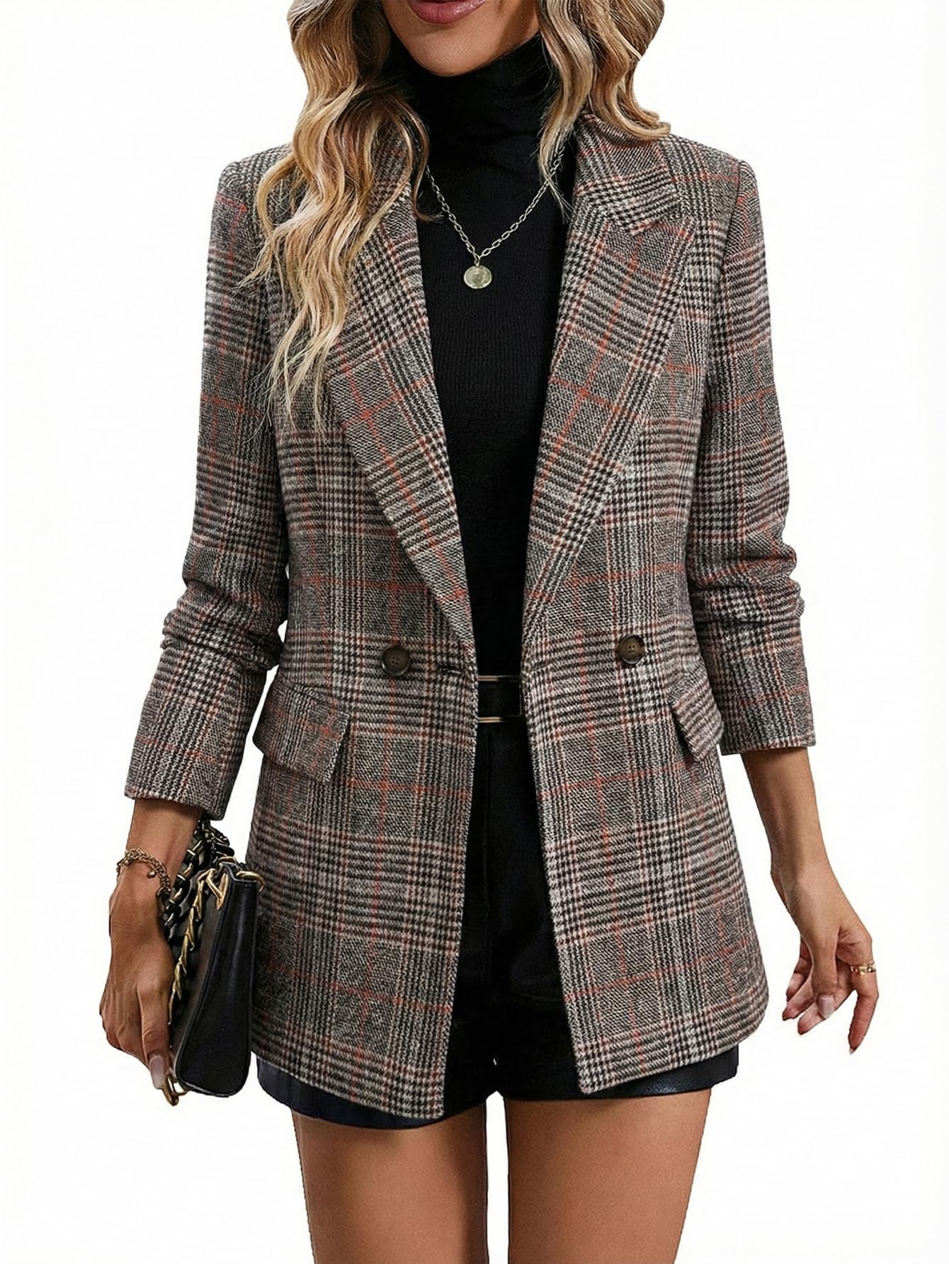 2026 Women's Fall Plaid Blazer Jacket