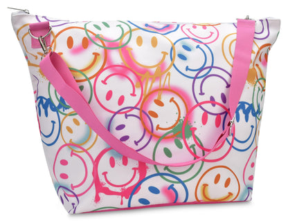 iscream Girls' Weekender Travel Tote Bag with Adjustable Strap and Interior Zipper Pocket - Bright Rainbow Collection