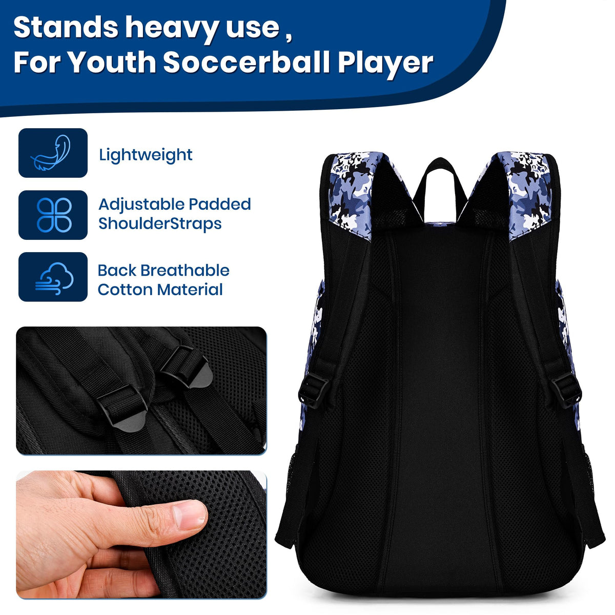 Hsmihair Soccer Bag,Youth Soccer Backpack with Ball and Cleat Compartment