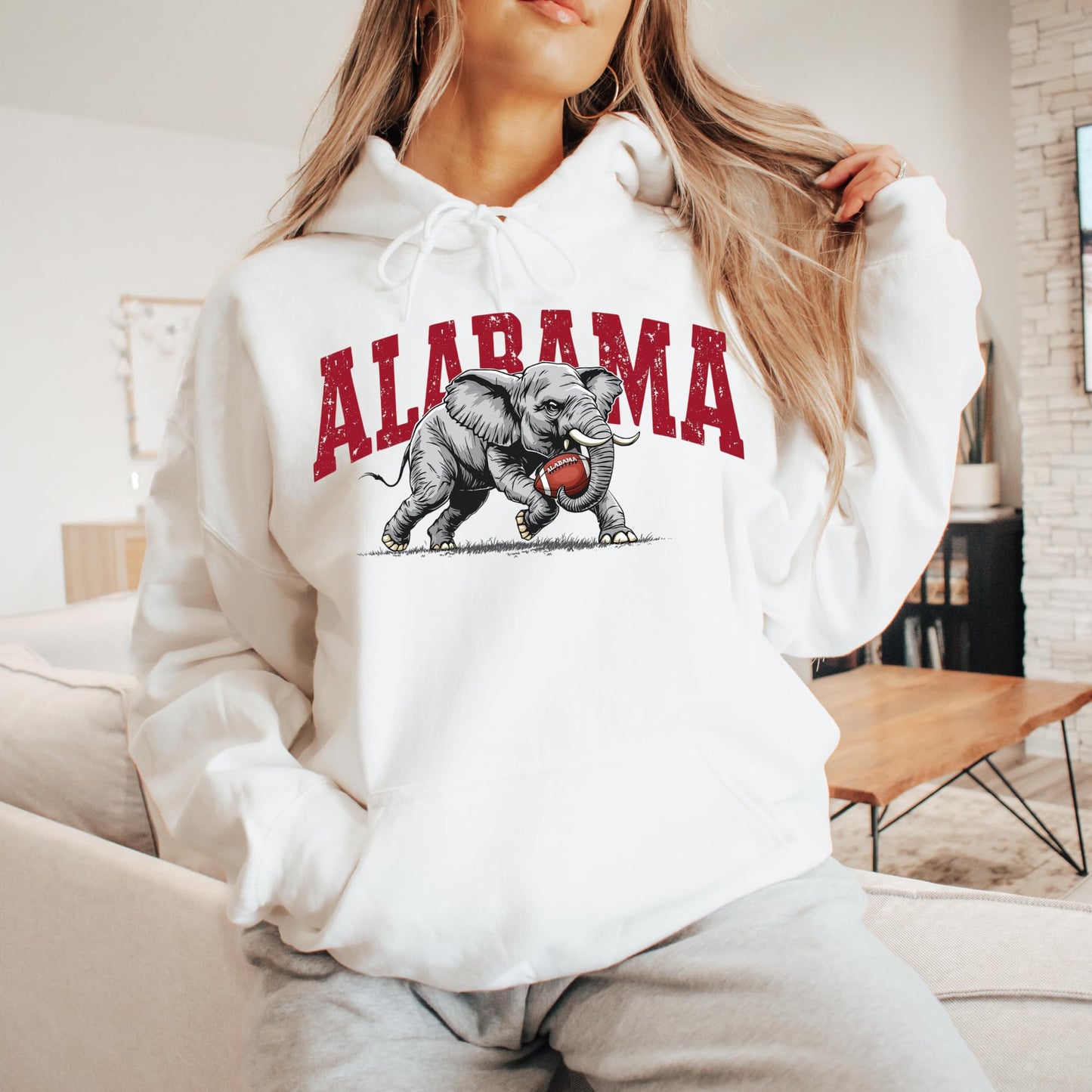 Alabama Elephant Football Sweatshirt – Vintage Sport Grey Crewneck Pullover – Retro Game Day Apparel for Men & Women