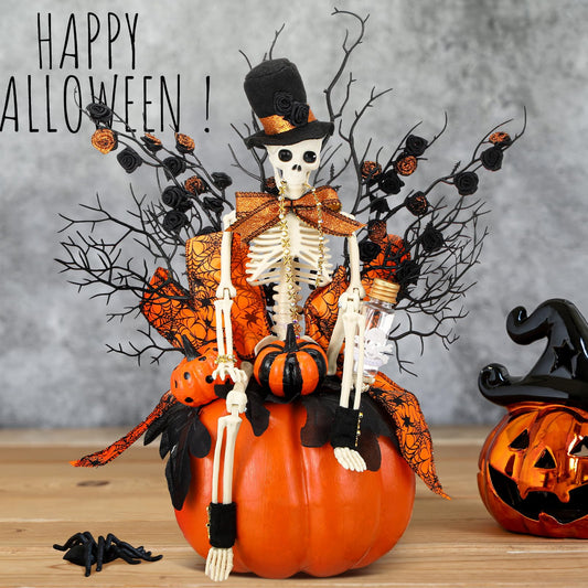 Daifunli Halloween Table Centerpieces Decorations Witch Boot and Pumpkin Artificial Flowers Halloween Tabletop Decorations for Home Kitchen Indoor Haunted Party Decoration 12x17 Inch