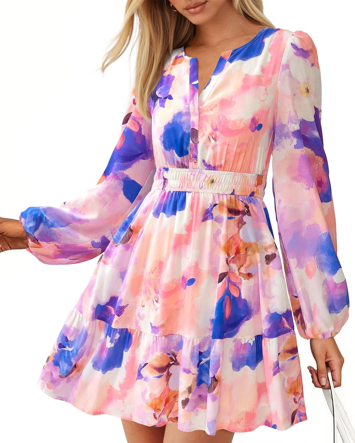 BTFBM Women’s Floral Long Sleeve Mini Dress