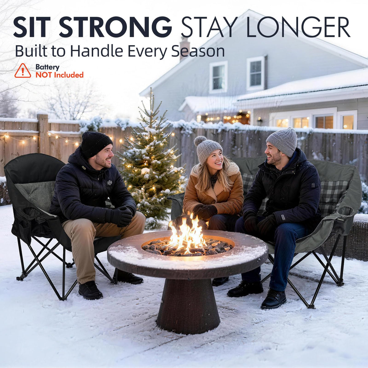 Oversized Camping Chairs for Adults - Heavy Duty Padded Outdoor Camp Chair