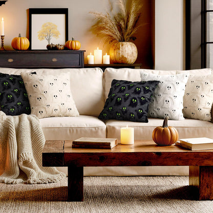 MIULEE Cute Ghost Halloween Pillow Covers 20x20 Inch Set of 2 White | Soft Plush Faux Fur Throw Pillows Spooky Fall Decorative Cushion Covers for Couch Sofa Bed Porch Living Room