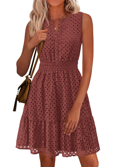 PRETTYGARDEN Women's Summer Eyelet A Line Short Dress