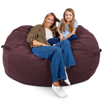 Big Joe Fuf 7Ft Giant Foam Bean Bag Chair, Oversized Couch with Removable Cover for Kids, Teens, Adults, Fog Lenox, Durable Woven Polyester, 7 Foot