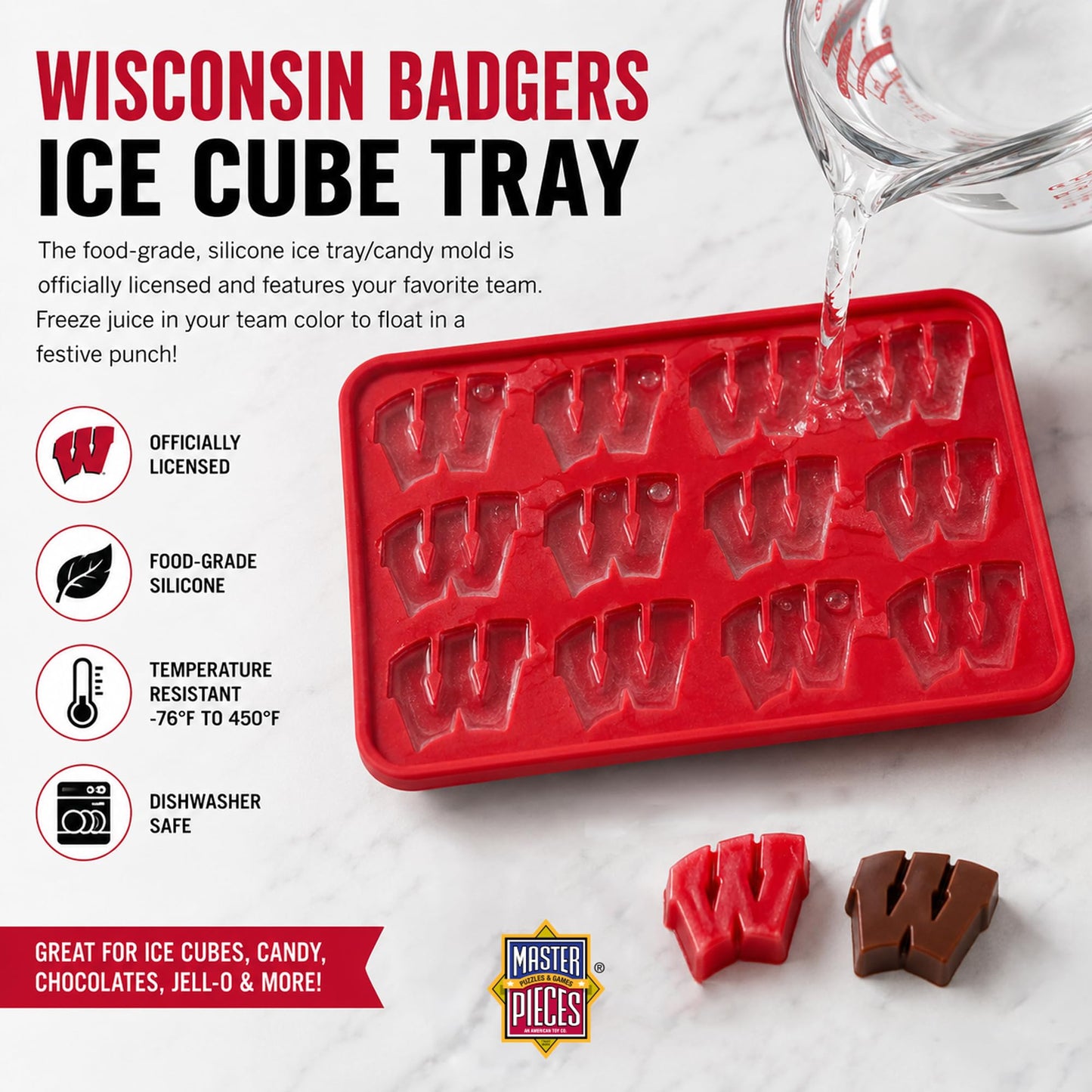 Masterpieces Fanpans Ncaa Alabama Crimson Tide Silicone Ice Cube Tray Set - Fun Alabama Merchandise, Dishwasher Safe