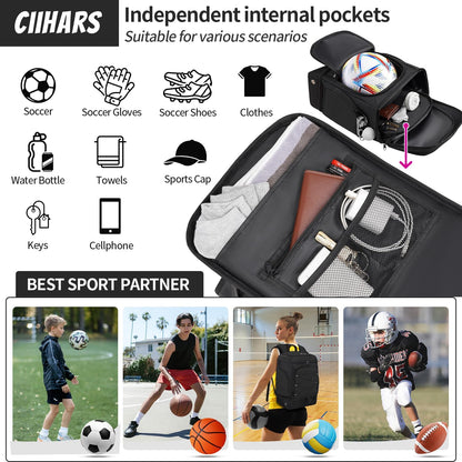 Soccer Backpack,Soccer Bag with Ball Holder and Shoe Compartment