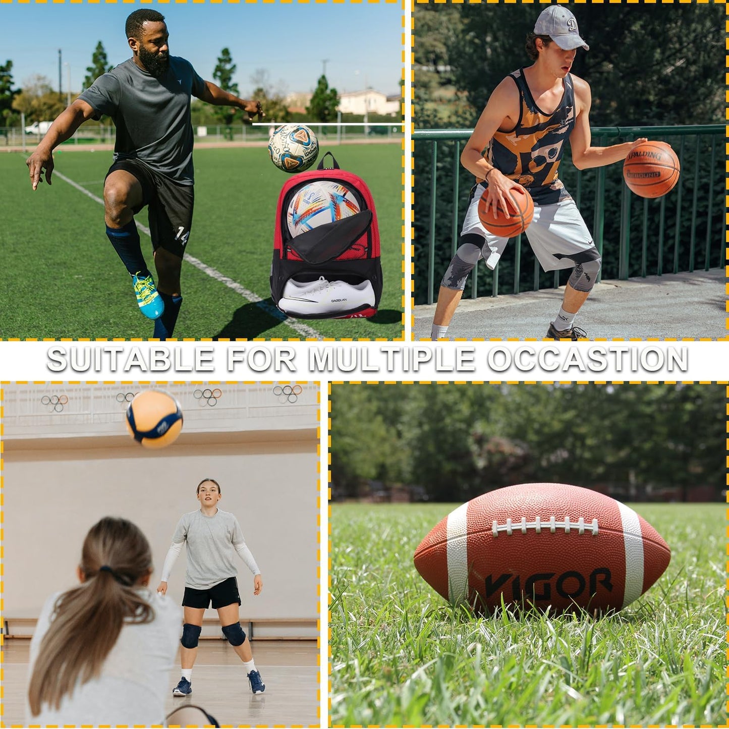 Hsmihair Soccer Bag,Youth Soccer Backpack with Ball and Cleat Compartment