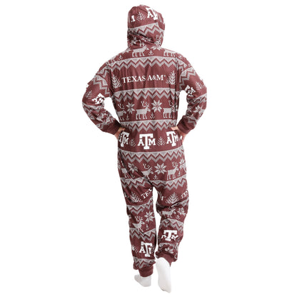 FOCO Unisex NCAA College Team Ugly Pattern Matching Holiday Pajamas One Piece Onesie