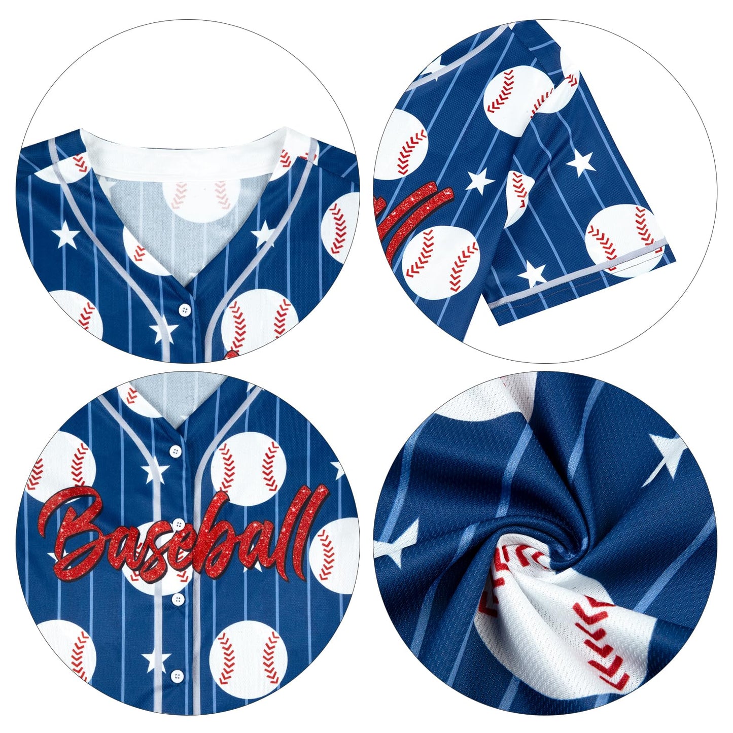Baseball Shirt Women Baseball Jersey Graphic Button Down Shirt Game Day Short Sleeve Tops