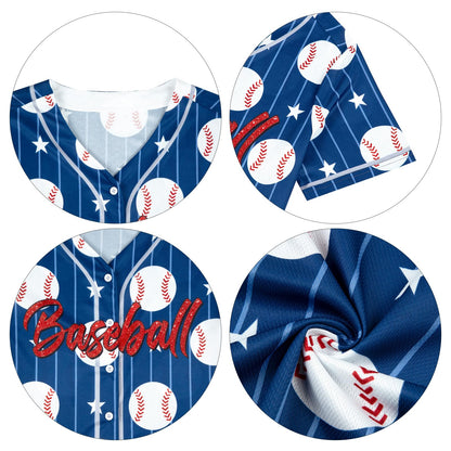 Baseball Shirt Women Baseball Jersey Graphic Button Down Shirt Game Day Short Sleeve Tops