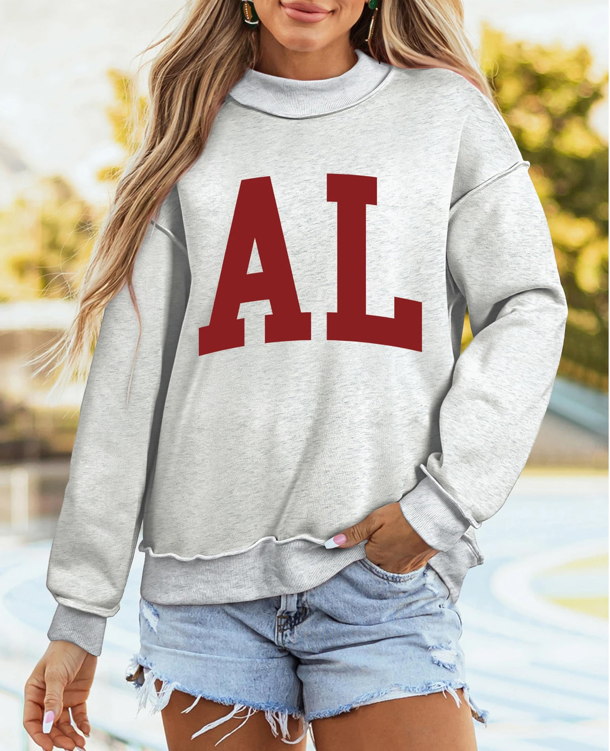 SELINK Womens Double Printed Reversible Mock Neck Sweatshirts Pullover Tops