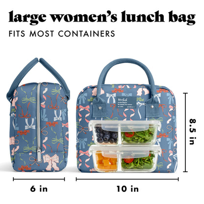 Fit & Fresh Bloomington Lunch Bag for Women - Insulated Large Lunch Box for Work with Containers, Leak-Resistant, Stain-Resistant, Zipper Closure, Cheetah