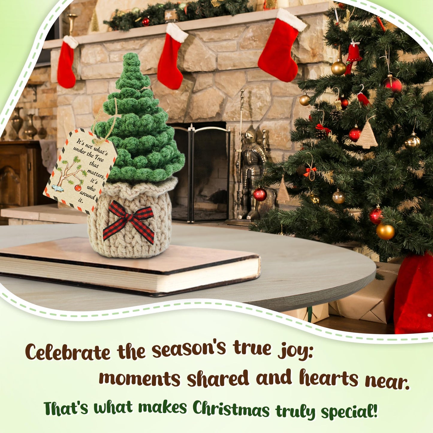 OASSIE Christmas Tree Crochet - Xmas Stocking Stuffers Gifts for Women Men | Christmas Tree Decorations, Christmas Crochet Gifts for Friends/Family/Coworkers, Emotional Support Message, Handmade