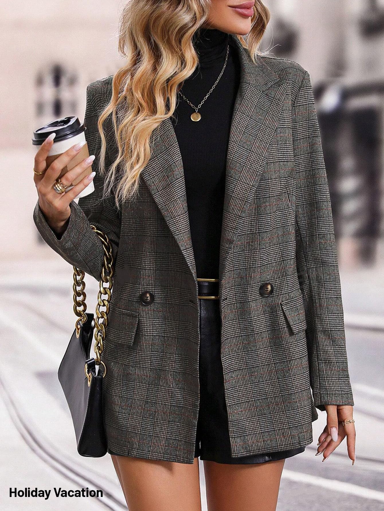 2026 Women's Fall Plaid Blazer Jacket