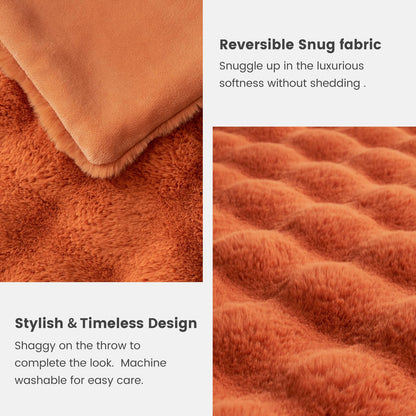 Cozy Bliss Faux Fur Throw Blanket for Couch, Fuzzy Soft Plush Thick Bubble Blanket for Sofa Bedroom Living Room, 50 * 60 Inches Tie Dye Pink