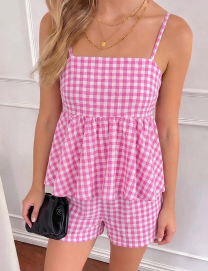 FOMELY Women's Polka Dot 2 Piece Short Set with Pockets