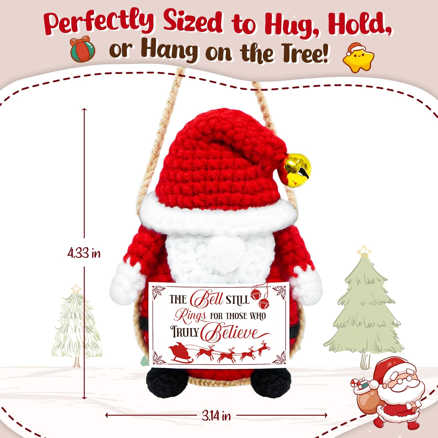 OASSIE Christmas Tree Crochet - Xmas Stocking Stuffers Gifts for Women Men | Christmas Tree Decorations, Christmas Crochet Gifts for Friends/Family/Coworkers, Emotional Support Message, Handmade