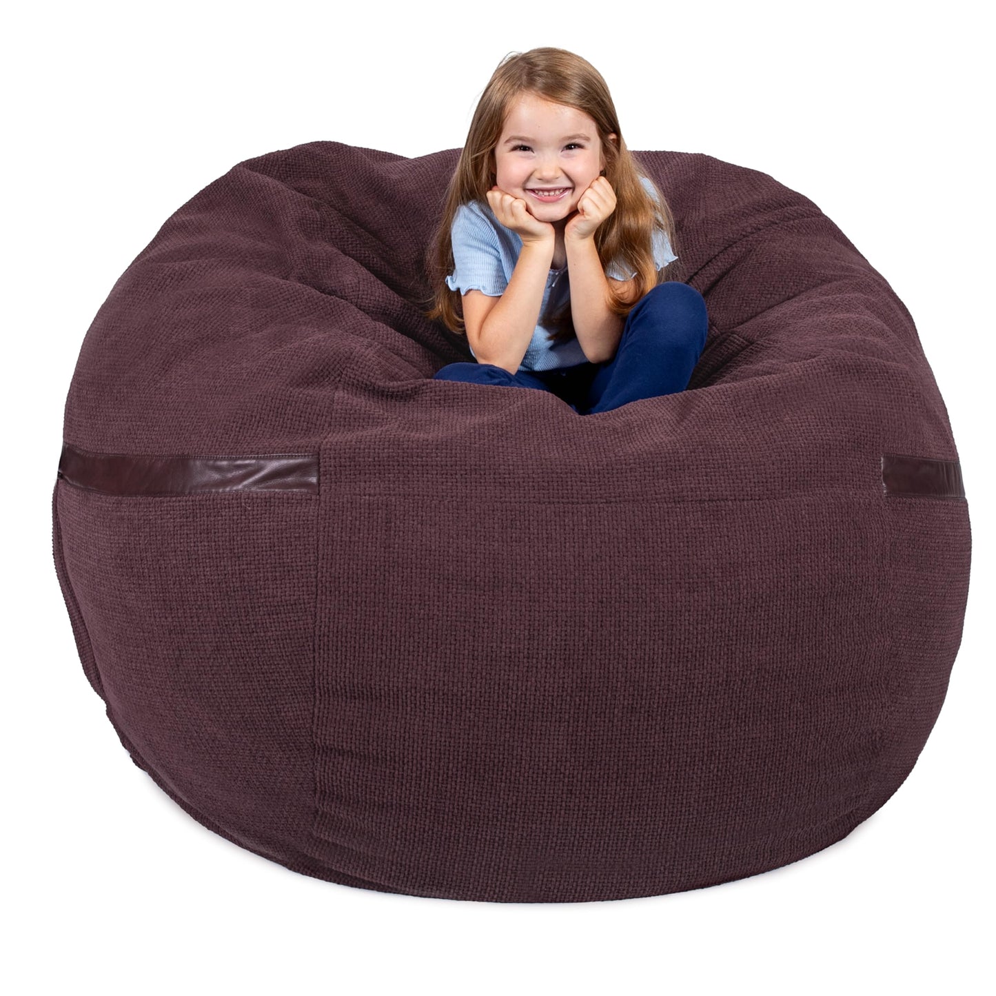 Big Joe Fuf 7Ft Giant Foam Bean Bag Chair, Oversized Couch with Removable Cover for Kids, Teens, Adults, Fog Lenox, Durable Woven Polyester, 7 Foot