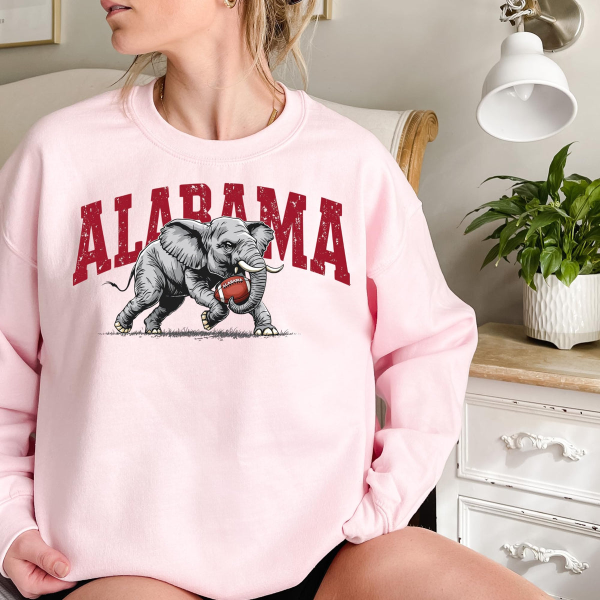 Alabama Elephant Football Sweatshirt – Vintage Sport Grey Crewneck Pullover – Retro Game Day Apparel for Men & Women
