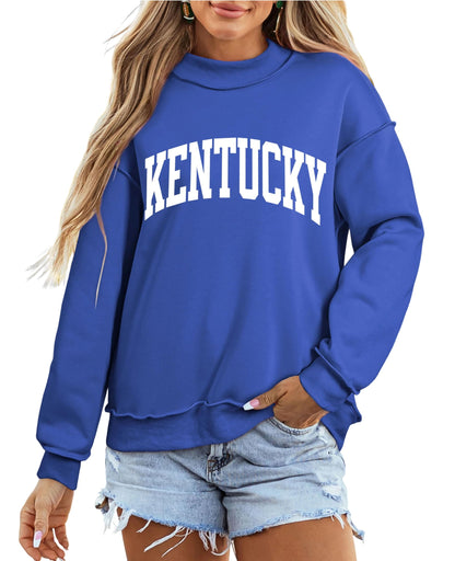 SELINK Womens Double Printed Reversible Mock Neck Sweatshirts Pullover Tops