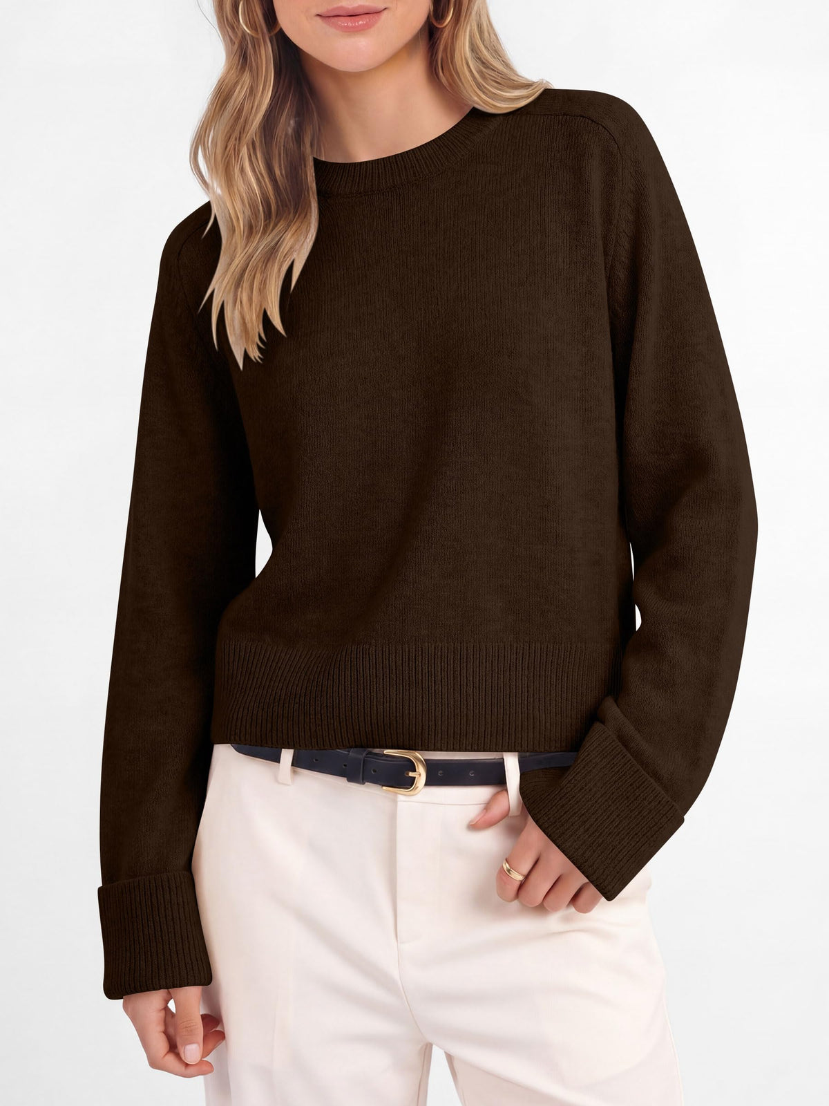ANRABESS Sweaters for Women Cropped Fall Lightweight Pullover
