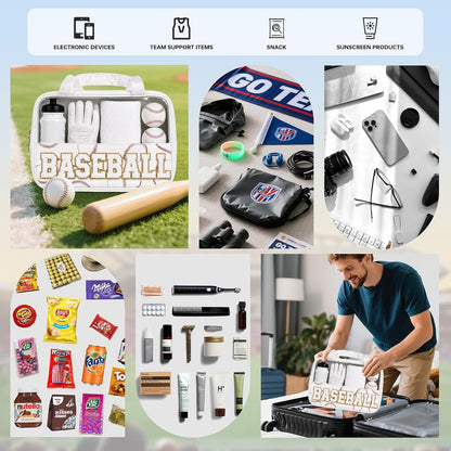 Baseball Mom Essentials Baseball Team Gifts Makeup Cosmetic Bag Clear Chenille Letter Zipper Pouch Stuff Sport Portable Travel Case