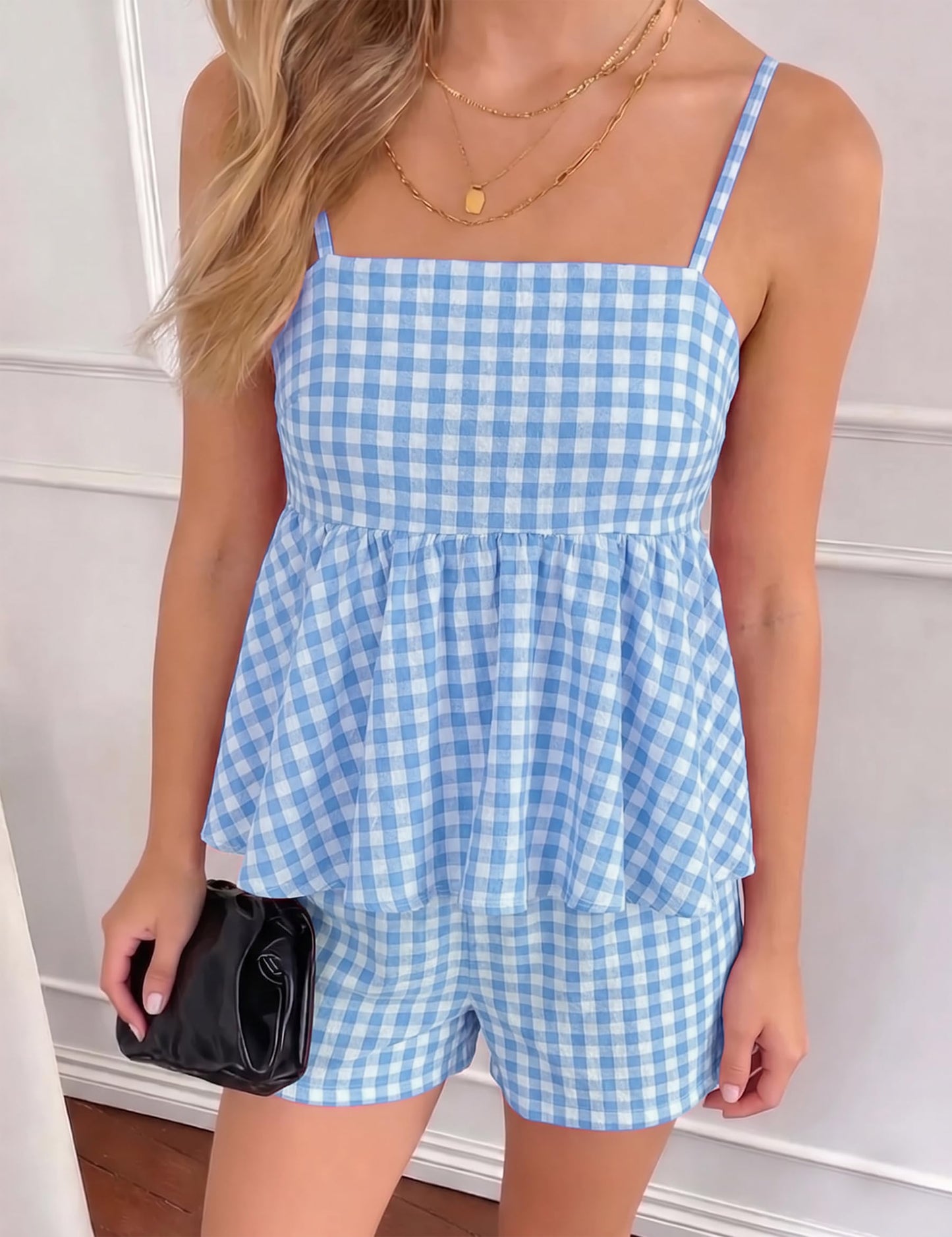 FOMELY Women's Polka Dot 2 Piece Short Set with Pockets