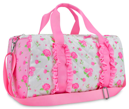 iscream 17" x 10" Duffle Bag with Double Handles, Removable, Adjustable Should Strap and Ruffle Accents - Vintage Vibes