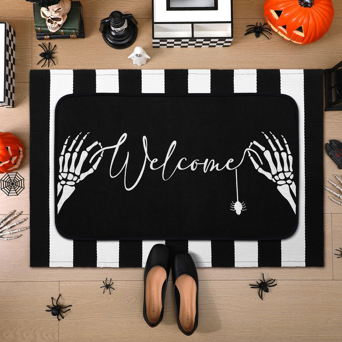 Tinideya 2 Pcs Halloween Door Mats Outdoor Layered Ghost Front Door Mat