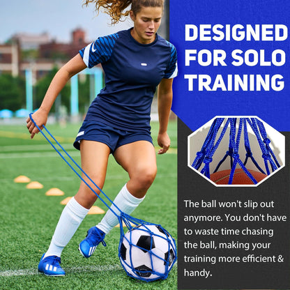 TOBWOLF Football Kick Trainer, Soccer Return Trainer Net Fits Ball Size 3, 4, 5, Hands-Free Soccer Kick Throw Training Aid