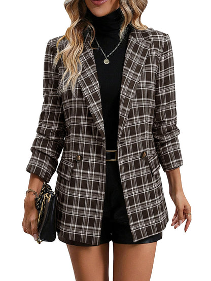 2026 Women's Fall Plaid Blazer Jacket