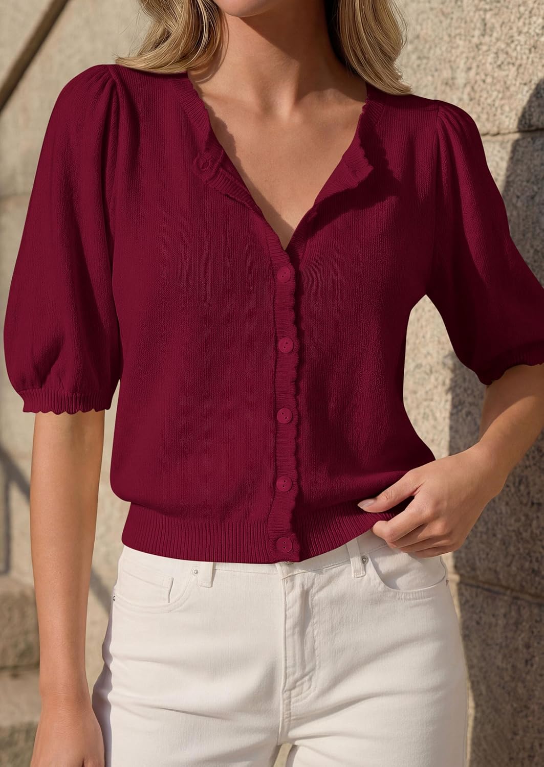 PRETTYGARDEN Women Short Sleeve Lightweight Knit Cardigans