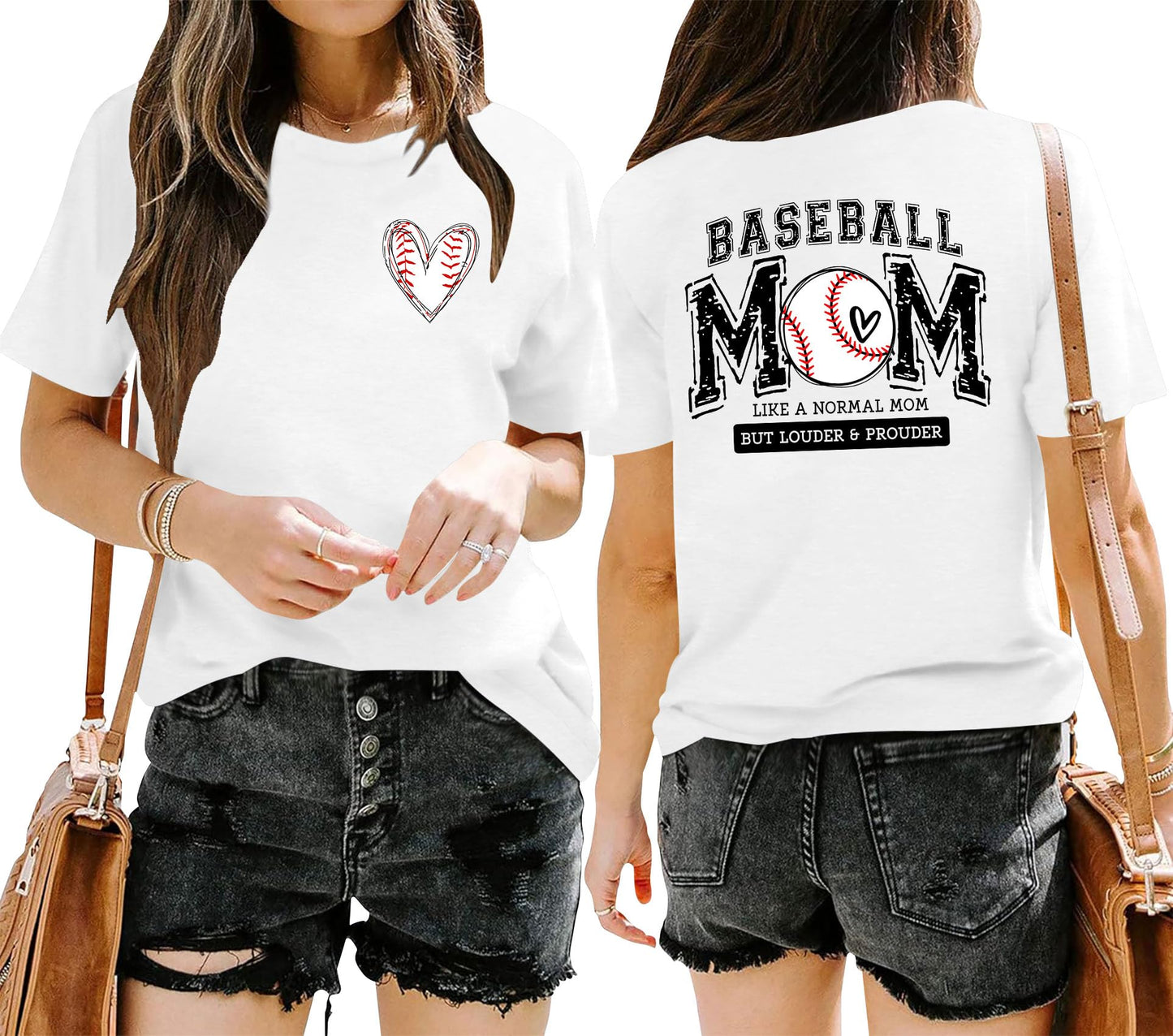 Baseball Mom Shirt for Women: Funny Baseball Tee Shirt Baseball Mama Short Sleeve Casual Tee Tops