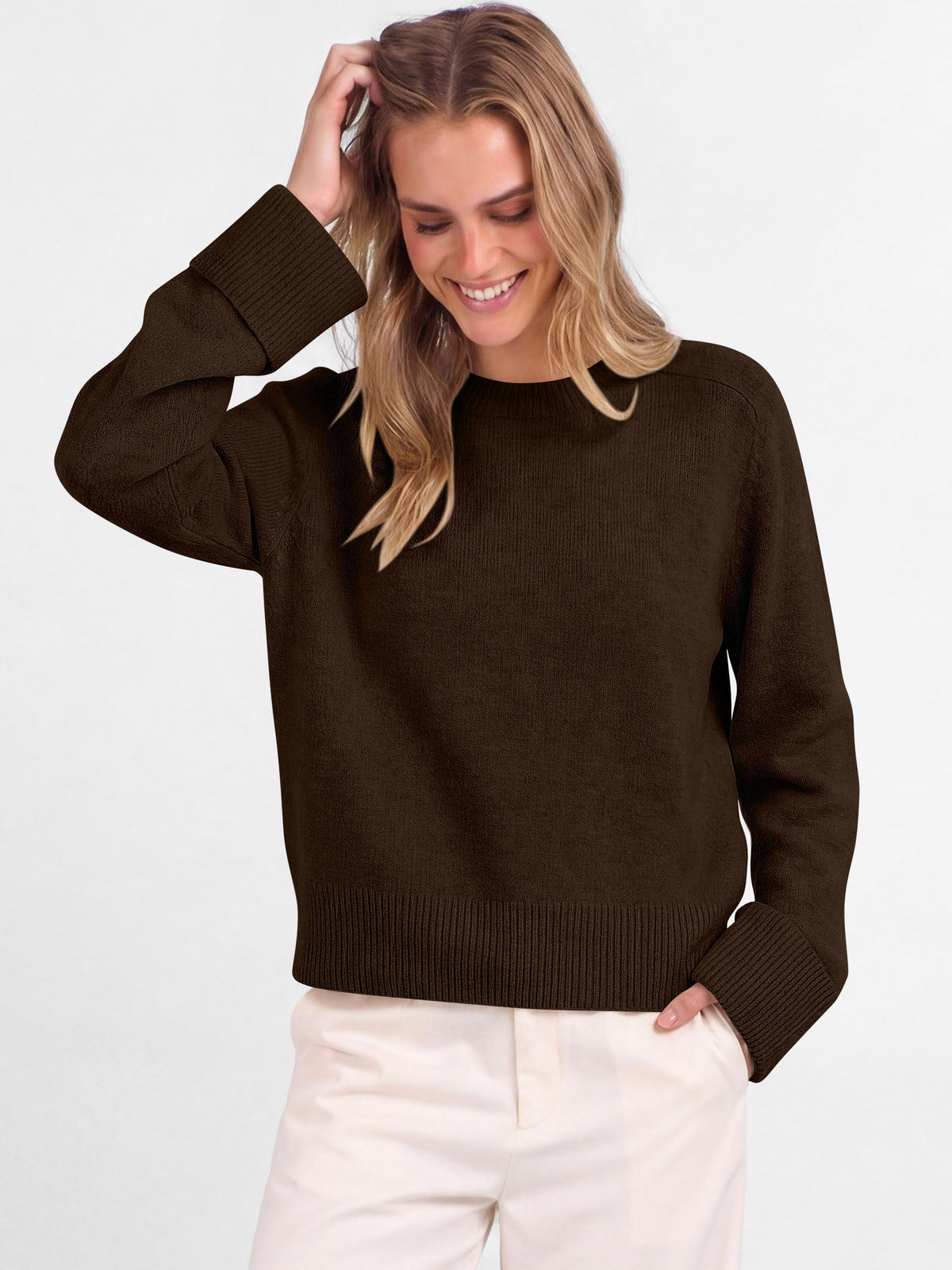 ANRABESS Sweaters for Women Cropped Fall Lightweight Pullover
