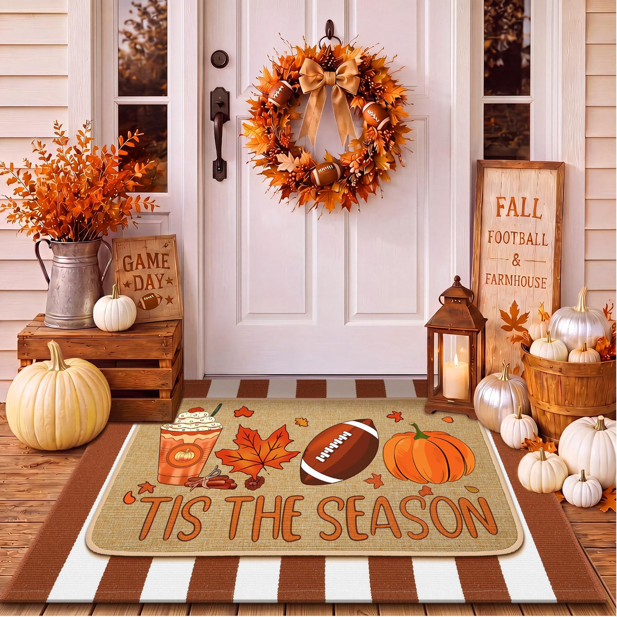 Tinideya 2 Pcs Halloween Door Mats Outdoor Layered Ghost Front Door Mat