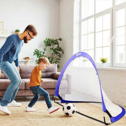 Onini Upgrade 6 Foot Pop Up Soccer Goals Blue - Portable Foldable Training Football Net with Target and Bag - Ideal for Toddler, Boys, Youth Outdoor Sports Games(2 Pack)