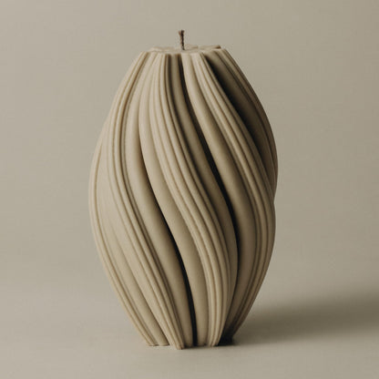 LAWA Swirl Candle - Beautiful Handmade Pillar Soy Wax Twirl Elegant Bubble Aesthetic Candle Housewarming Gift Home Room Shelf Decor Idea Spiral White Large