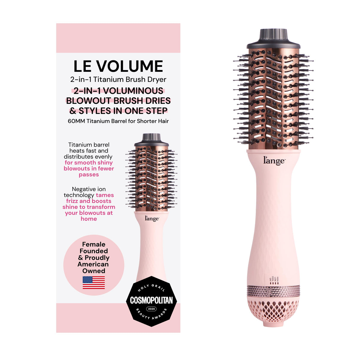 L'ANGE HAIR Le Volume 2-in-1 Titanium Blow Dryer Brush