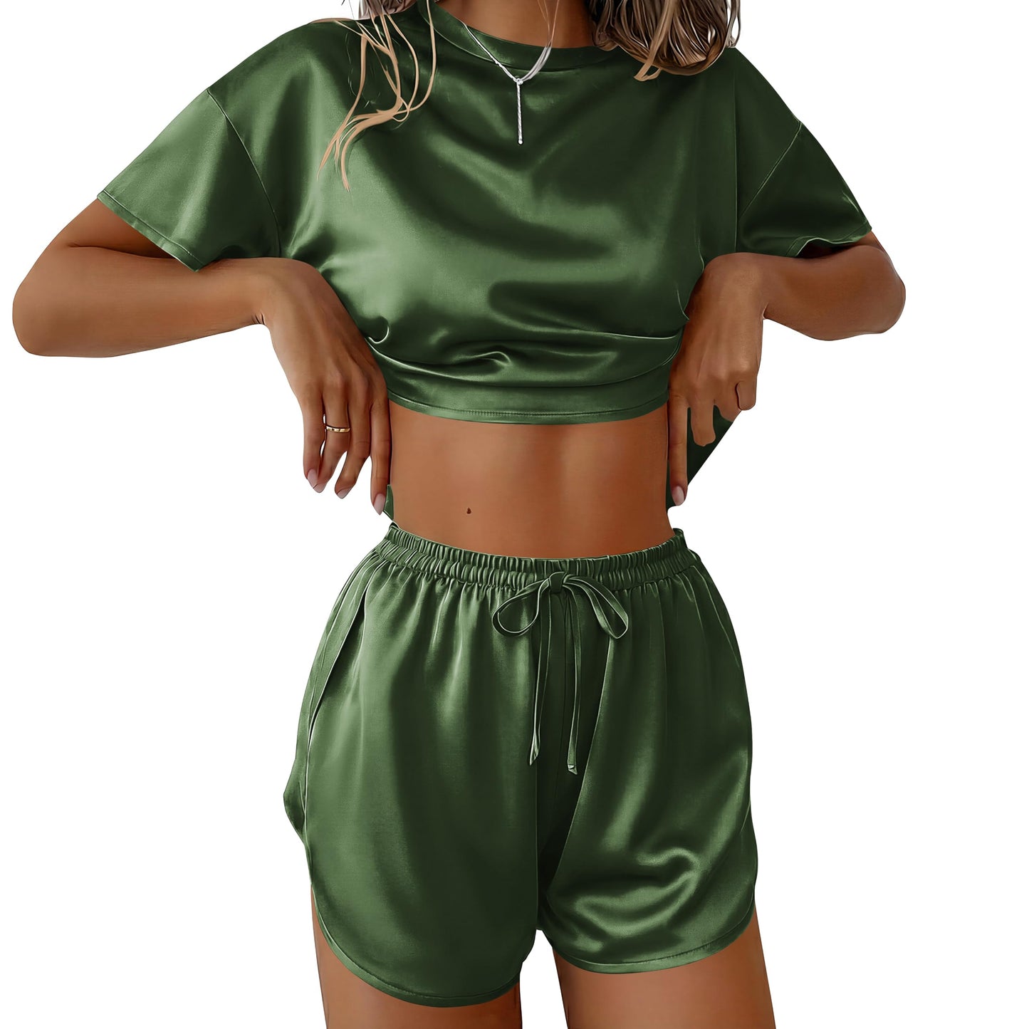 Ekouaer Womens Silk Pajama Set
