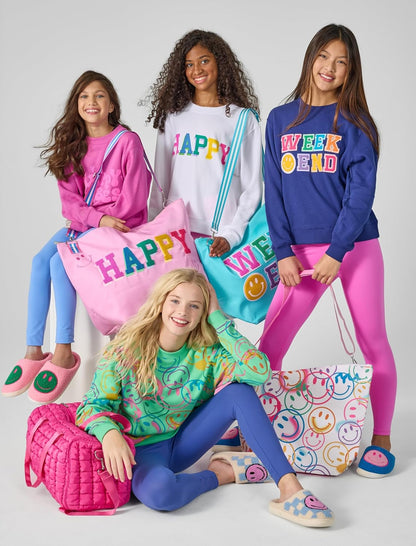 iscream Girls' Weekender Travel Tote Bag with Adjustable Strap and Interior Zipper Pocket - Bright Rainbow Collection