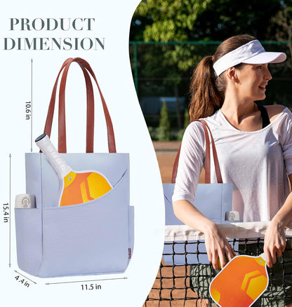 Pickleball Bag for Women Stylish Nylon Tote Fits 2 Paddle, Ball, Gear, Utility Shoulder Handbag for Sports