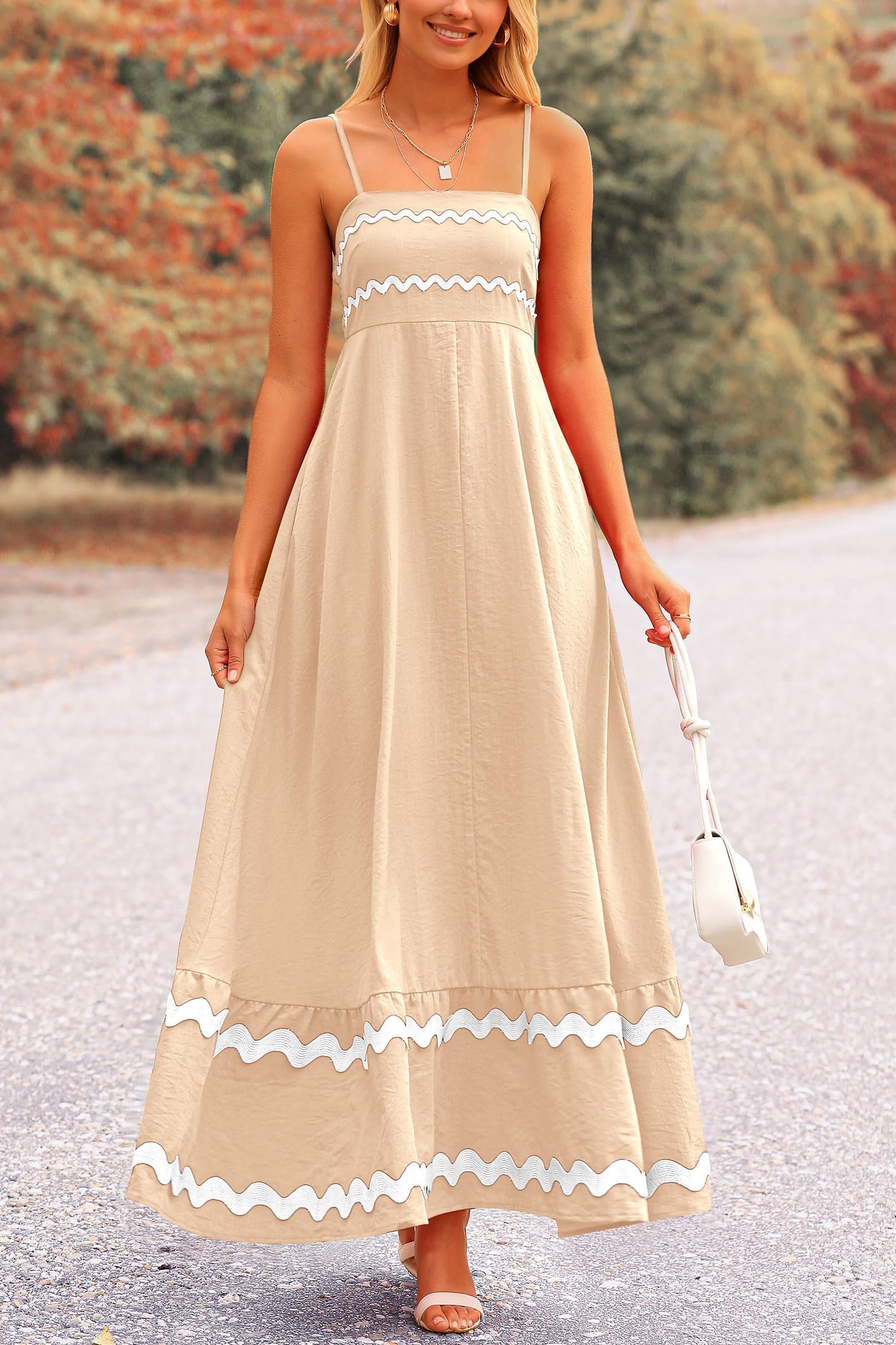 PRETTYGARDEN Women's Summer Spaghetti Strap Boho Maxi Dress