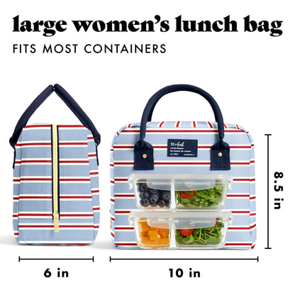Fit & Fresh Bloomington Lunch Bag for Women - Insulated Large Lunch Box for Work with Containers, Leak-Resistant, Stain-Resistant, Zipper Closure, Cheetah