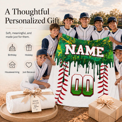 Kids Blanket Custom Baseball Blankets, Splashed Ink Throw Bed Travel