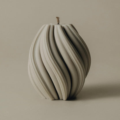 LAWA Swirl Candle - Beautiful Handmade Pillar Soy Wax Twirl Elegant Bubble Aesthetic Candle Housewarming Gift Home Room Shelf Decor Idea Spiral White Large