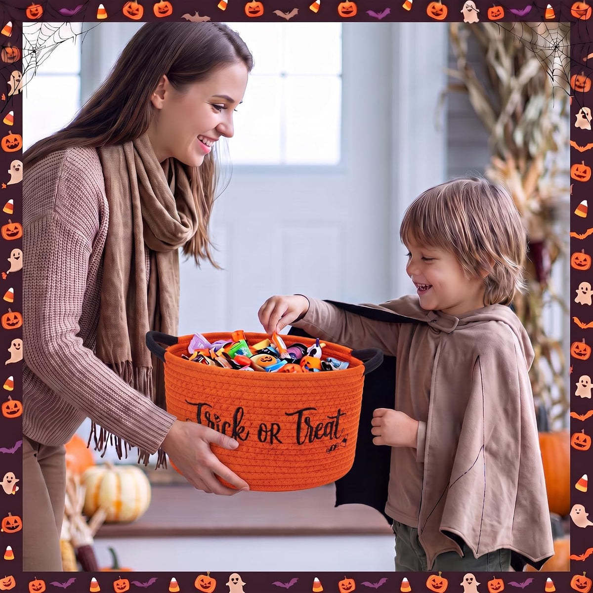Yungyan Halloween Movie Night Supplies Snack Tray, Orange Gift Basket
