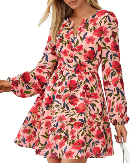 BTFBM Women’s Floral Long Sleeve Mini Dress