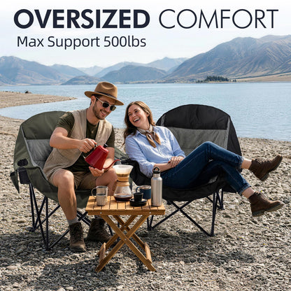 Oversized Camping Chairs for Adults - Heavy Duty Padded Outdoor Camp Chair